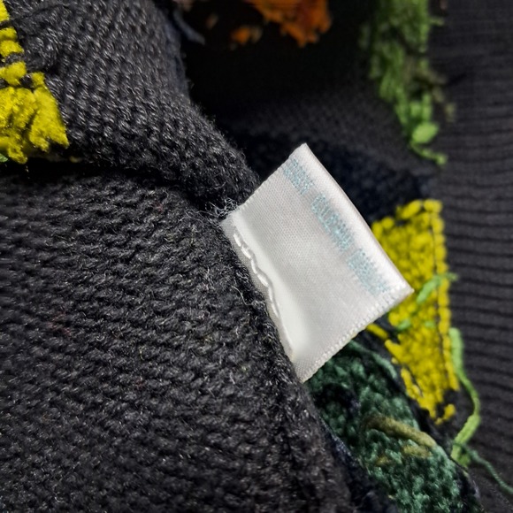 Vintage Claire Murray Sweater Cardigan Women's Medium Black Floral Embroidered - Picture 11 of 14